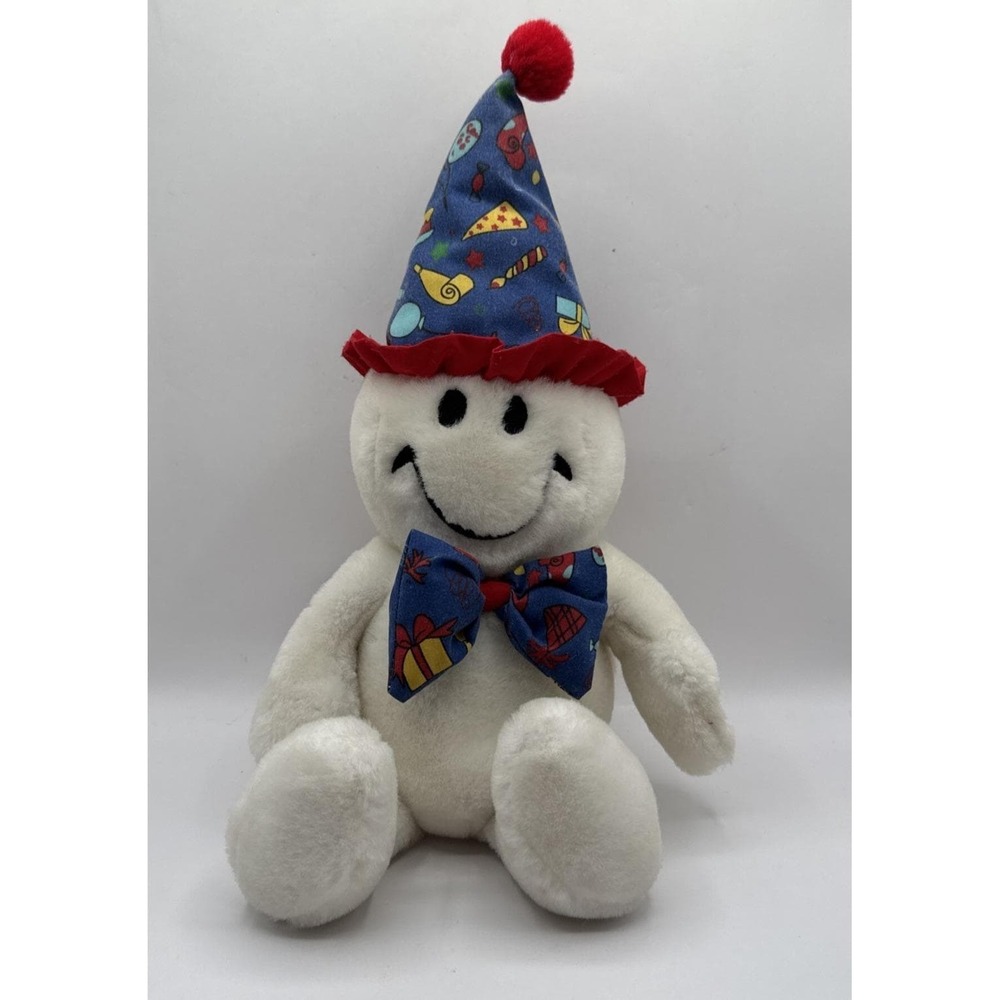 Main Joy White Smile Happy Birthday Singing Plush Toy Works Blue Hat